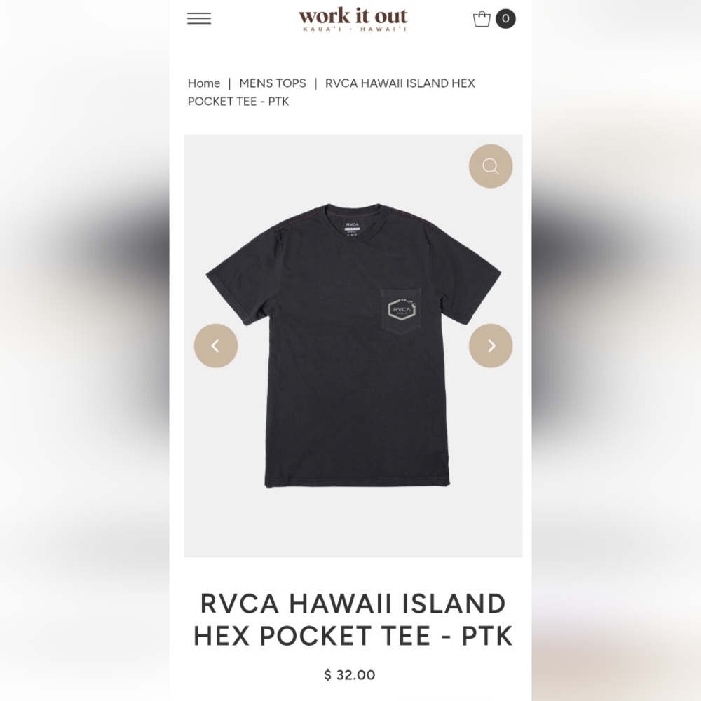 RVCA Hawaii Charcoal Tee